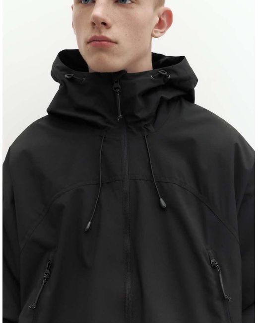 Pull&Bear Black Lightweight Hooded Raincoat for men