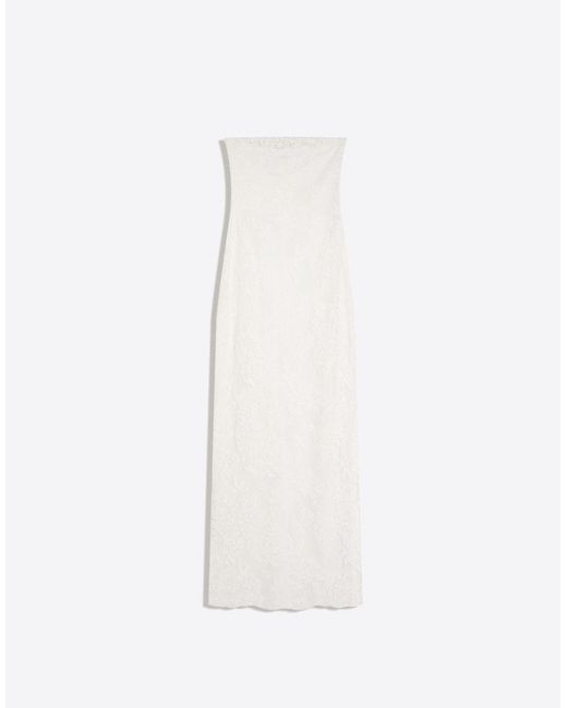 Bershka White Rustic Bandeau Midi Dress