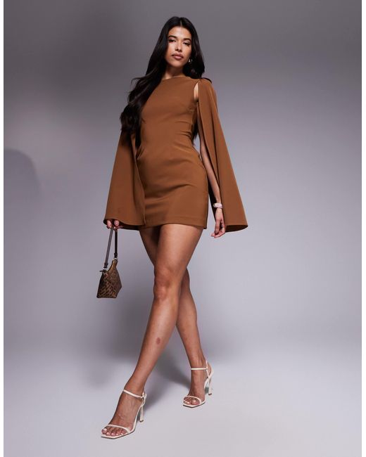 TFNC London Brown – minikleid aus crepe-stoff