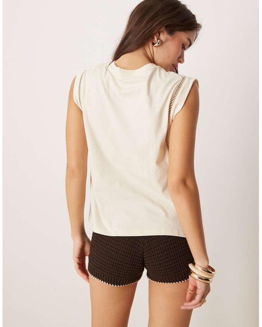 Mango White Loose Fit T-shirt With Cut Out Trim Detail