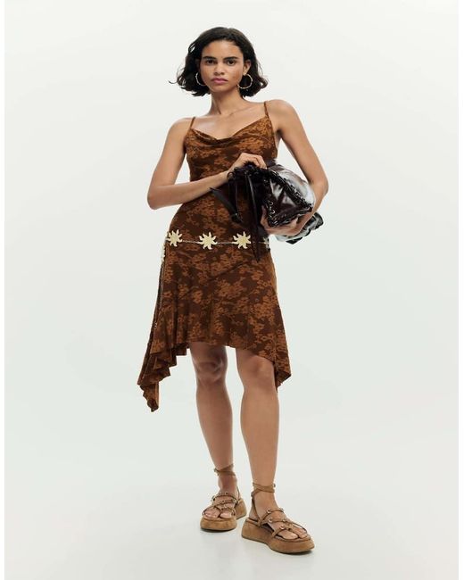 Desigual Brown Asymmetrical Strappy Dress
