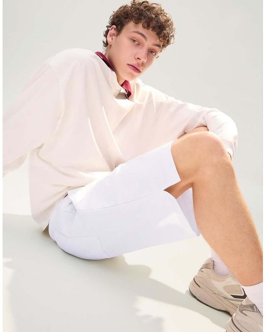 Bershka White Basic Fleece Bermuda Shorts for men