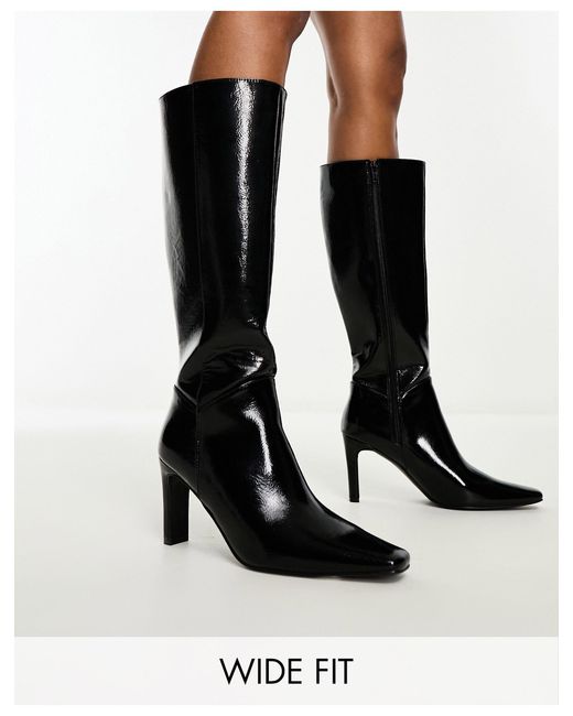 Public Desire Pose Heeled Knee Boots in Black | Lyst Canada