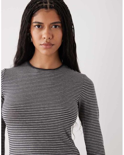 Weekday Gray Slim Long Sleeve Top