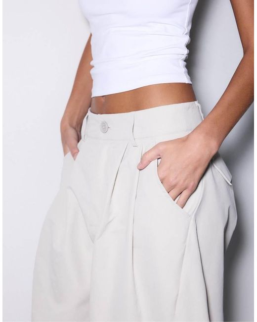 Stradivarius Gray Barrel Smart Trousers