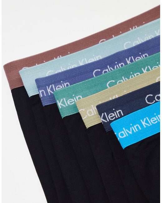 Calvin Klein Black Low Rise Cotton Stretch Trunks 7 Pack for men