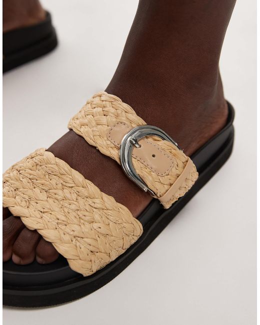 TOPSHOP Natural Kady Woven Flat Sandal With Buckle