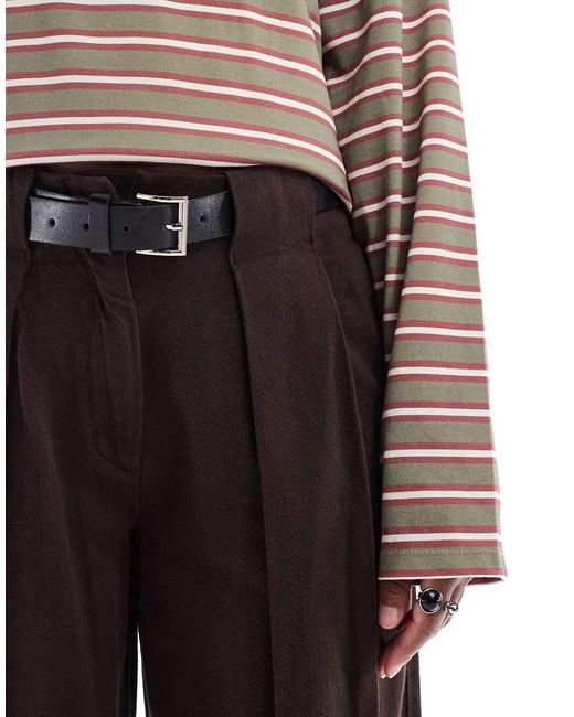 ASOS Brown Barrel Trousers With Belt