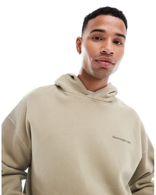 Abercrombie & Fitch – zeitloser, übergroßer kapuzenpullover in Natural für Herren