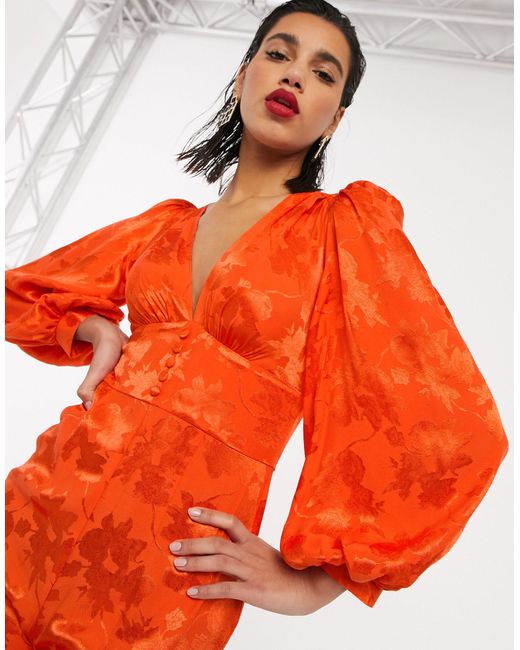 orange satin playsuit
