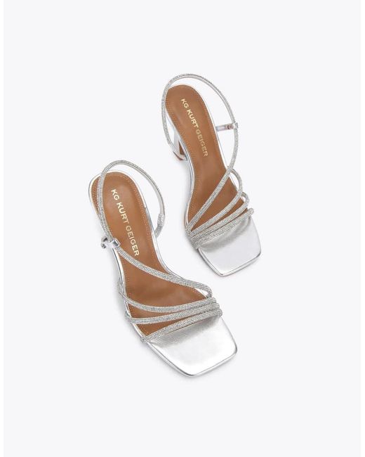 KG by Kurt Geiger White Sweetie Sandal Gem Heeled Sandals
