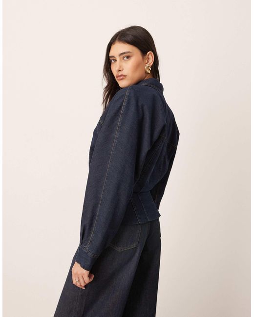 ARRANGE Blue Denim Sculpted Jacket With Button Detail