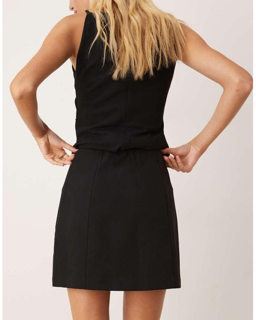 Vila Natural Notch Detail Mini Skirt