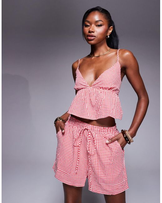 Princess Polly Multicolor Cami Tie Back Top And Tie Waist Shorts Full Set