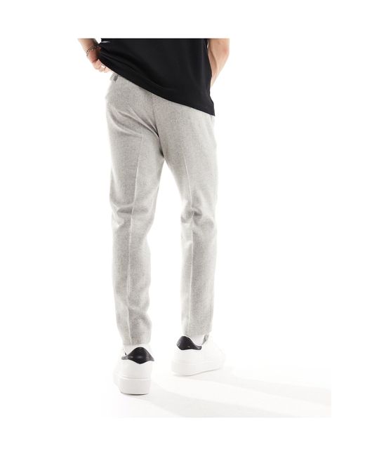 ASOS Gray Wedding Tapered Wool Mix Smart Trousers for men