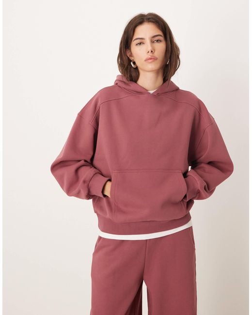 ASOS Red Premium Heavyweight 500gsm Hoodie With Balloon Sleeve