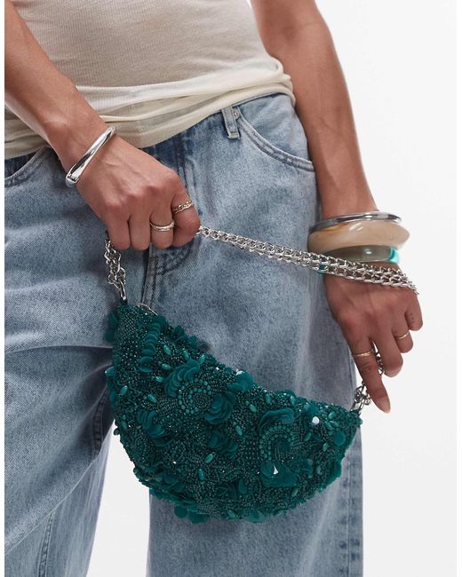 TOPSHOP Blue Sian Sequin Embellished Shoulder Bag