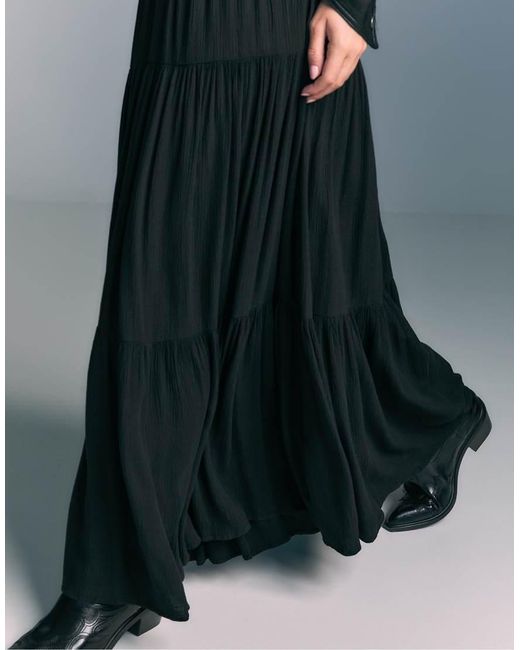Stradivarius White Boho Midi Skirt