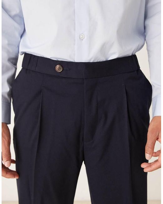 ASOS Natural Smart Tapered Trousers With Elasticated Waistband for men