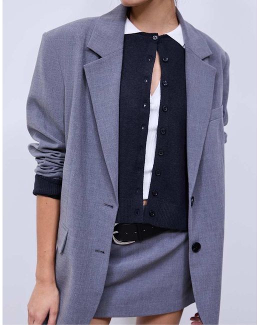 Stradivarius Blue Soft-touch Knit Cardigan With Buttons