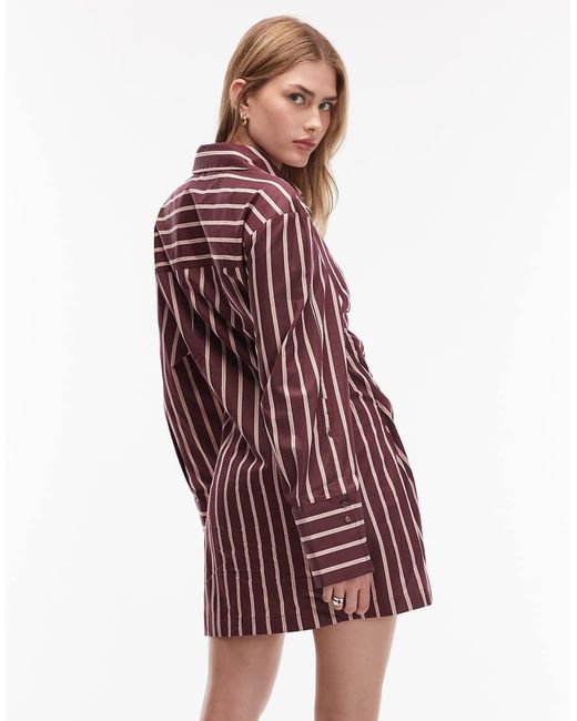 & Other Stories Red Ruche Side Min Shirt Dress