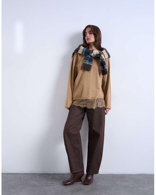 TOPSHOP Natural Lace Trim Oversized Skater