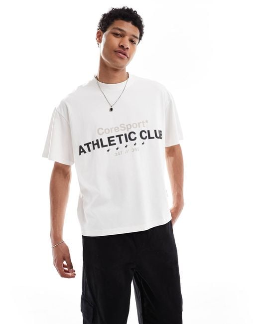 Jack & Jones White Boxy Crop T-Shirt With Front Print for men