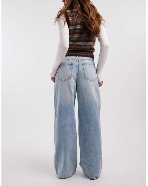 Vero Moda Blue Wien Mid Rise Wide Leg Belted Jeans