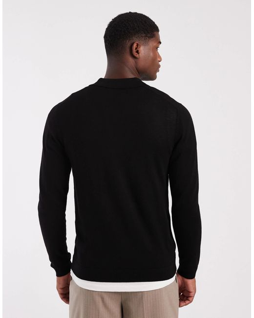 Polo en maille ASOS pour homme en coloris Black