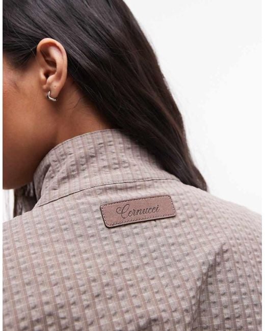 CERNUCCI Brown Funnel Neck Nylon Jacket