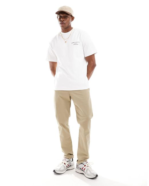 T-shirt oversize avec logo sur la poitrine Jack & Jones pour homme en coloris White