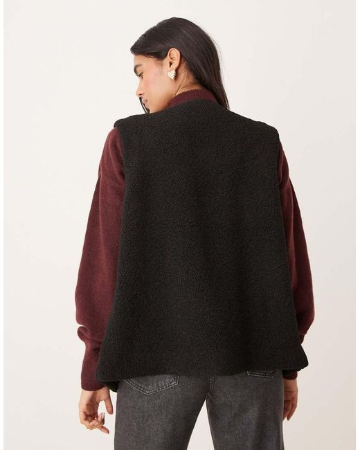 Nobody's Child Black Button Up Borg Gilet