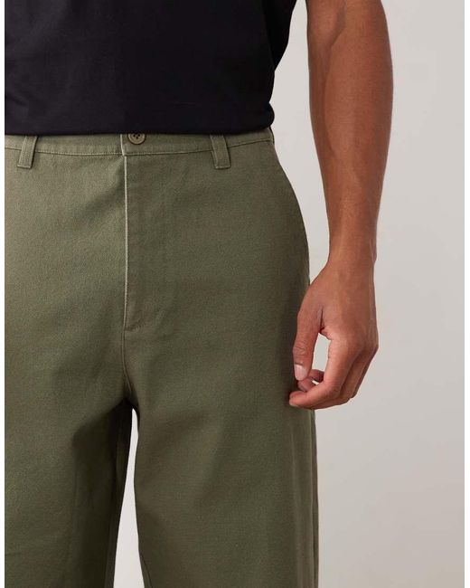 ASOS Green Loose Straight Canvas Pants for men