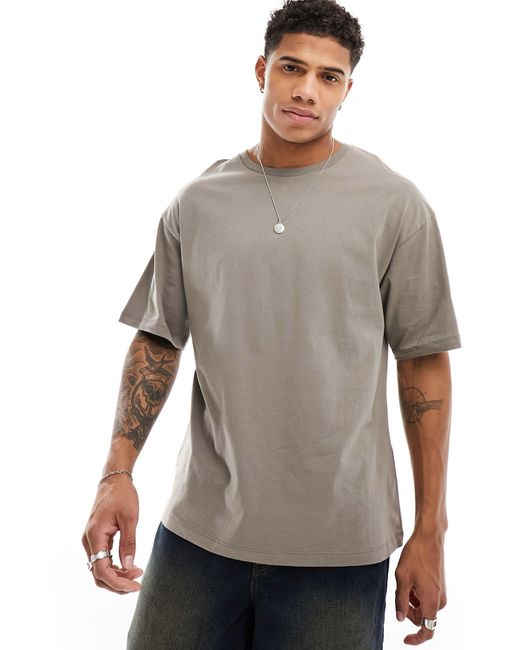 ADPT Gray Oversized T-shirt With Bee Back Print for men