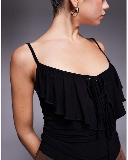 Edikted Black Ruffle Tank Top