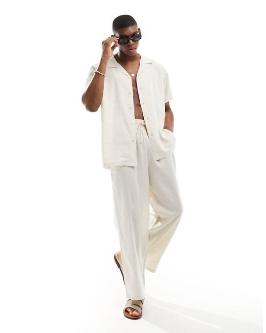 South Beach White Linen Blend Beach Pants for men