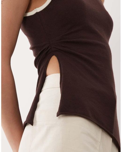 ASOS White Fine Knit Asymmetrical Tank Top