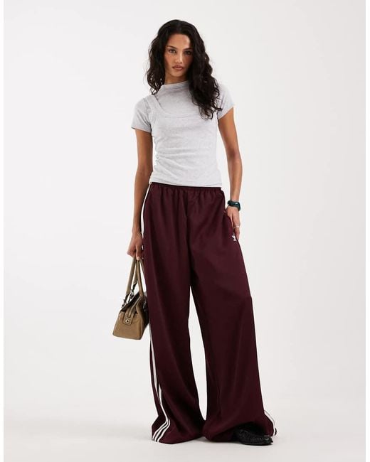 Adidas Originals Red Satin Wide Leg Track Pants