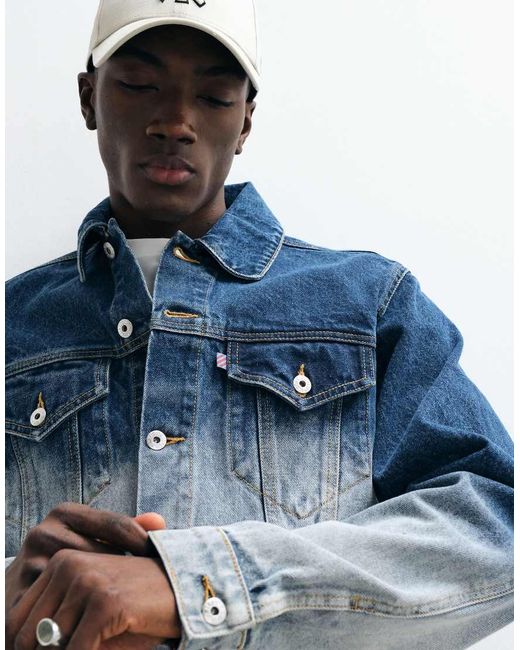 ICECREAM Blue Denim Trucker Jacket With Running Dog Applique for men