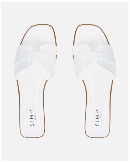 SIMMI White Jorja Slip On Flat Sandals
