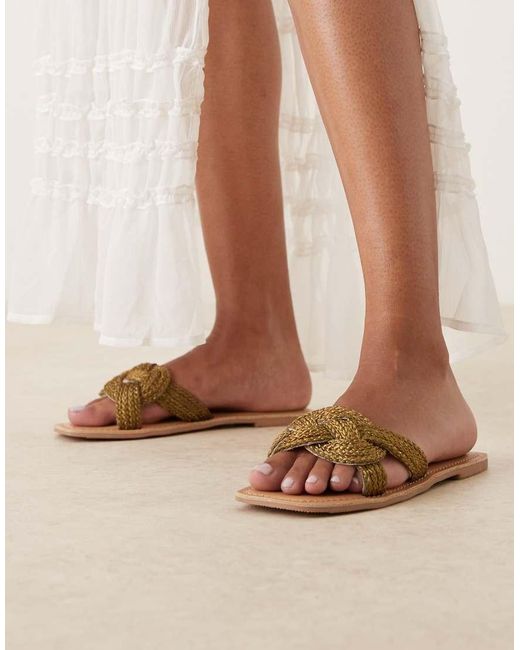 ASOS Brown Flora Woven Mule Sandal