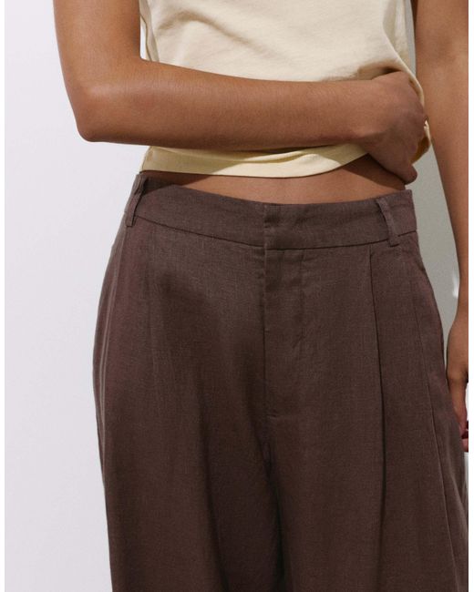 Pull&Bear White – leinenhose