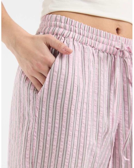 JJXX Pink Barrel Seersucker Stripe Trousers