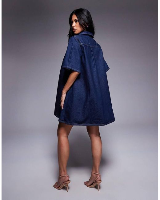 River Island Blue Collared Shirt Dress