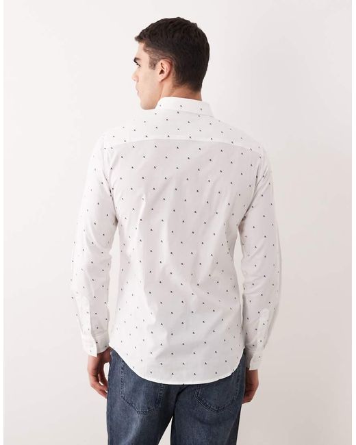 ARMANI EXCHANGE White All Over Logo Shirt Logo for men