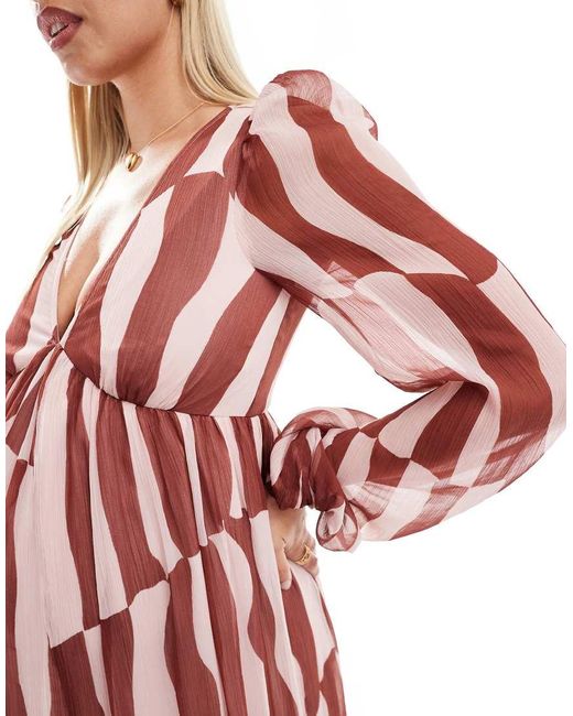 ASOS Asos Design Maternity Long Sleeve V Neck Tiered Maxi Dress