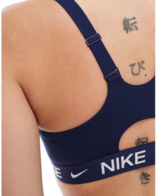 Nike Blue Indy High Support Front Zip Sports Bra