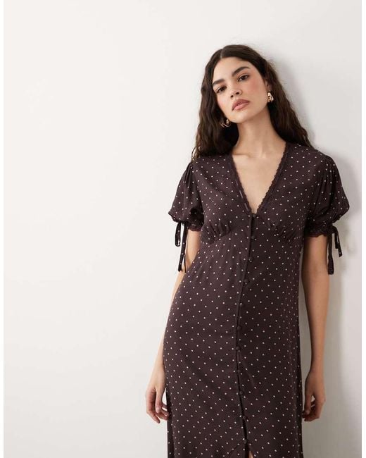 Miss Selfridge Brown Spun Button Through Maxi Tea Dress