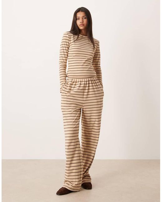 Wanderdoll Natural Frankie Premium Heavyweight Jersey Crew Neck Long Sleeve Top Co-ord