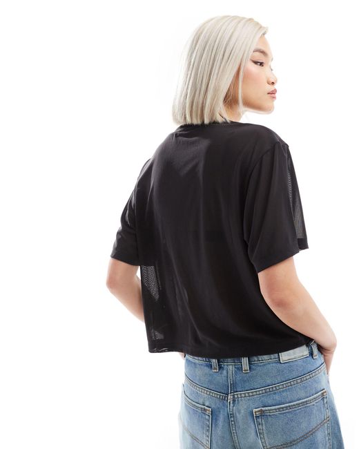 PUMA Black – dare to – knapp geschnittenes t-shirt aus netzstoff
